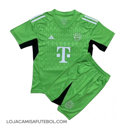 Camisa de Futebol Bayern Munich Goleiro Equipamento Principal Infantil 2023-24 Manga Curta (+ Calças curtas)